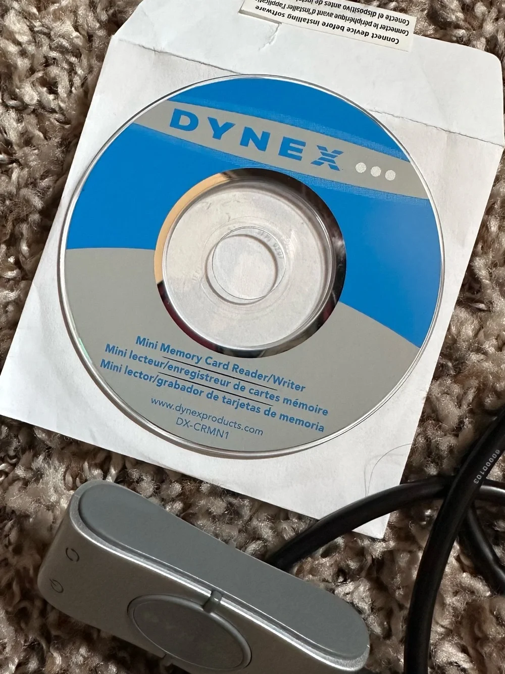 DYNEX mini memory card reader / writer with software disc and cable